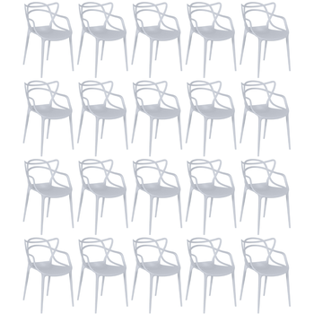 kit 20 cadeiras de jantar allegra design empilhavel cinza