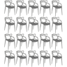 kit 20 cadeiras de jantar allegra design empilhavel cinza escuro