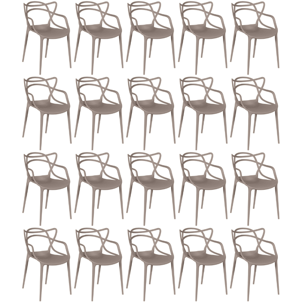 kit 20 cadeiras de jantar allegra design empilhavel fendi