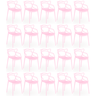 kit 20 cadeiras de jantar allegra design empilhavel rosa