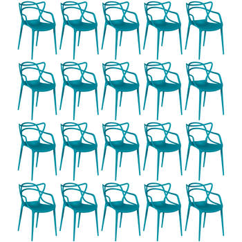 kit 20 cadeiras de jantar allegra design empilhavel turquesa