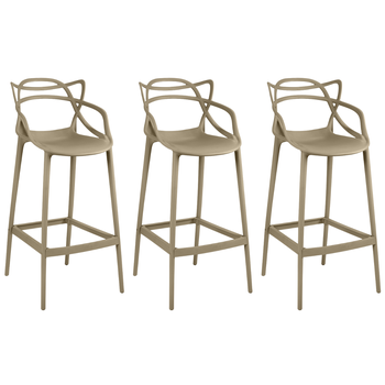 kit 3 banqueta alta allegra com encosto design cozinhabancada nude