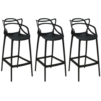 kit 3 banqueta alta allegra com encosto design cozinhabancada preto