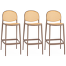 kit 3 banqueta alta com encosto roma em polipropileno cozinhabancada marrom claro