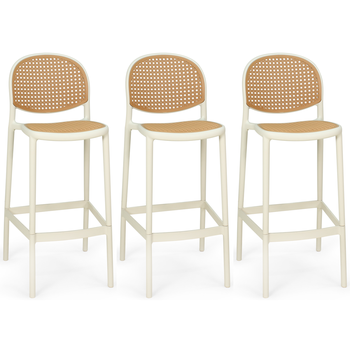 kit 3 banqueta alta com encosto roma em polipropileno cozinhabancada nude