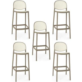 kit 5 banqueta alta com encosto roma em polipropileno cozinhabancada brancocinza escuro