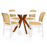 conjunto mesa de jantar redonda marci 120cm branca com 4 cadeiras roma branco