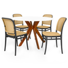 conjunto mesa de jantar redonda marci 120cm branca com 4 cadeiras roma preto