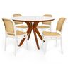 conjunto mesa de jantar redonda marci premium 120cm branca com 4 cadeiras roma branco