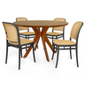 conjunto mesa de jantar redonda marci premium 120cm natural com 4 cadeiras roma preto