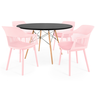 conjunto mesa de jantar redonda eiffel preta 120cm com 4 cadeiras marcela rosa