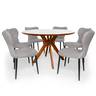 conjunto mesa de jantar redonda marci premium 120cm branca com 6 cadeiras jacobsen cinza
