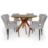 conjunto mesa de jantar redonda marci premium 120cm natural com 6 cadeiras jacobsen cinza