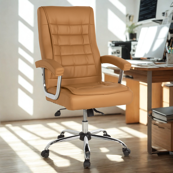 cadeira de escritorio giratoria presidente premium com mola ensacada caramelo magazine decor ambiente