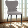 cadeira de jantar estofada em veludo design jacobsen cinza com base de metal magazine decor 2 ambiente