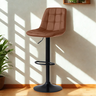 banqueta alta elegance estofada com base giratoria e regulagem de altura marrom 3 ambiente