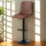 banqueta alta estilo estofada com base giratoria e regulagem de altura marrom 3 ambiente