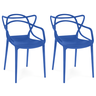 kit 2 cadeiras de jantar allegra pratica empilhavel azul petroleo