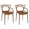 kit 2 cadeiras de jantar allegra pratica empilhavel marrom