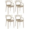 kit 4 cadeiras de jantar allegra pratica empilhavel nude