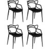 kit 4 cadeiras de jantar allegra pratica empilhavel preto