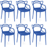 kit 6 cadeiras de jantar allegra pratica empilhavel azul petroleo
