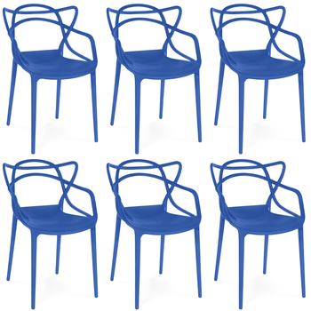kit 6 cadeiras de jantar allegra pratica empilhavel azul petroleo