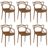 kit 6 cadeiras de jantar allegra pratica empilhavel marrom