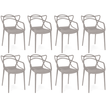 kit 8 cadeiras de jantar allegra pratica empilhavel fendi