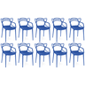 kit 10 cadeiras de jantar allegra pratica empilhavel azul petroleo