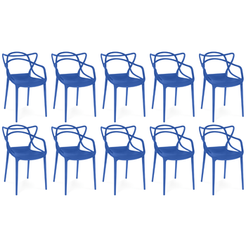 kit 10 cadeiras de jantar allegra pratica empilhavel azul petroleo