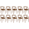 kit 10 cadeiras de jantar allegra pratica empilhavel marrom