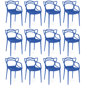 kit 12 cadeiras de jantar allegra pratica empilhavel azul petroleo