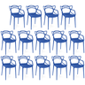 kit 14 cadeiras de jantar allegra pratica empilhavel azul petroleo