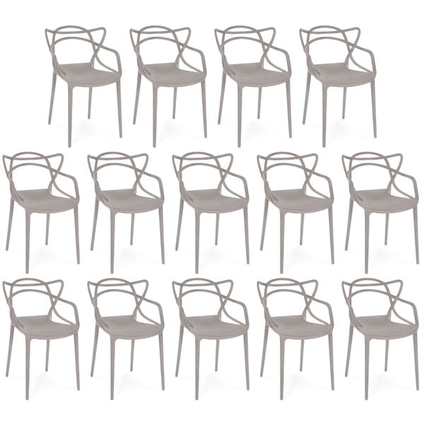 kit 14 cadeiras de jantar allegra pratica empilhavel fendi