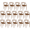 kit 14 cadeiras de jantar allegra pratica empilhavel marrom