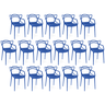 kit 16 cadeiras de jantar allegra pratica empilhavel azul petroleo