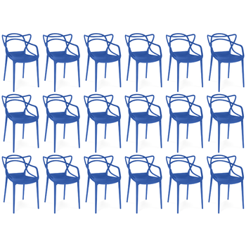 kit 18 cadeiras de jantar allegra pratica empilhavel azul petroleo