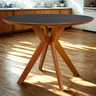 mesa de jantar redonda 120cm marci premium com base de madeira macica magazine decor 1 ambiente