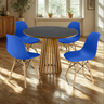 mesa de jantar redonda 100cm preta amadeirada com 4 cadeiras eames eiffel 3 ambiente