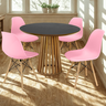 mesa de jantar redonda 100cm preta amadeirada com 4 cadeiras eames eiffel 11 ambiente