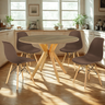 mesa de jantar redonda 100cm natural marci com 4 cadeiras eames eiffel magazine decor 8 ambiente