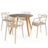conjunto mesa de jantar redonda laura 120cm natural com 4 cadeiras allegra nude