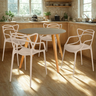 conjunto mesa de jantar redonda laura 120cm natural com 4 cadeiras allegra nude ambiente