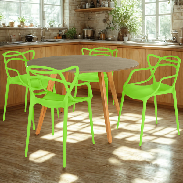 conjunto mesa de jantar redonda laura 100cm natural com 4 cadeiras allegra 13 ambiente