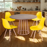 mesa de jantar redonda talia amadeirada 120cm com 4 cadeiras eiffel 3 ambiente