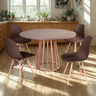 mesa de jantar redonda talia amadeirada 120cm com 4 cadeiras eiffel 6 ambiente