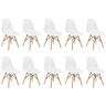 conjunto 10 cadeiras charles eames eiffel wood base madeira branca