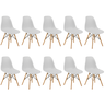 conjunto 10 cadeiras charles eames eiffel wood base madeira cinza