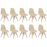 conjunto 10 cadeiras charles eames eiffel wood base madeira nude